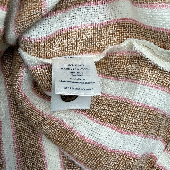 NWT Faherty Men's Palma Linen Camp Shirt Brown Stripes Size L Surfer Resort - Picture 6 of 10